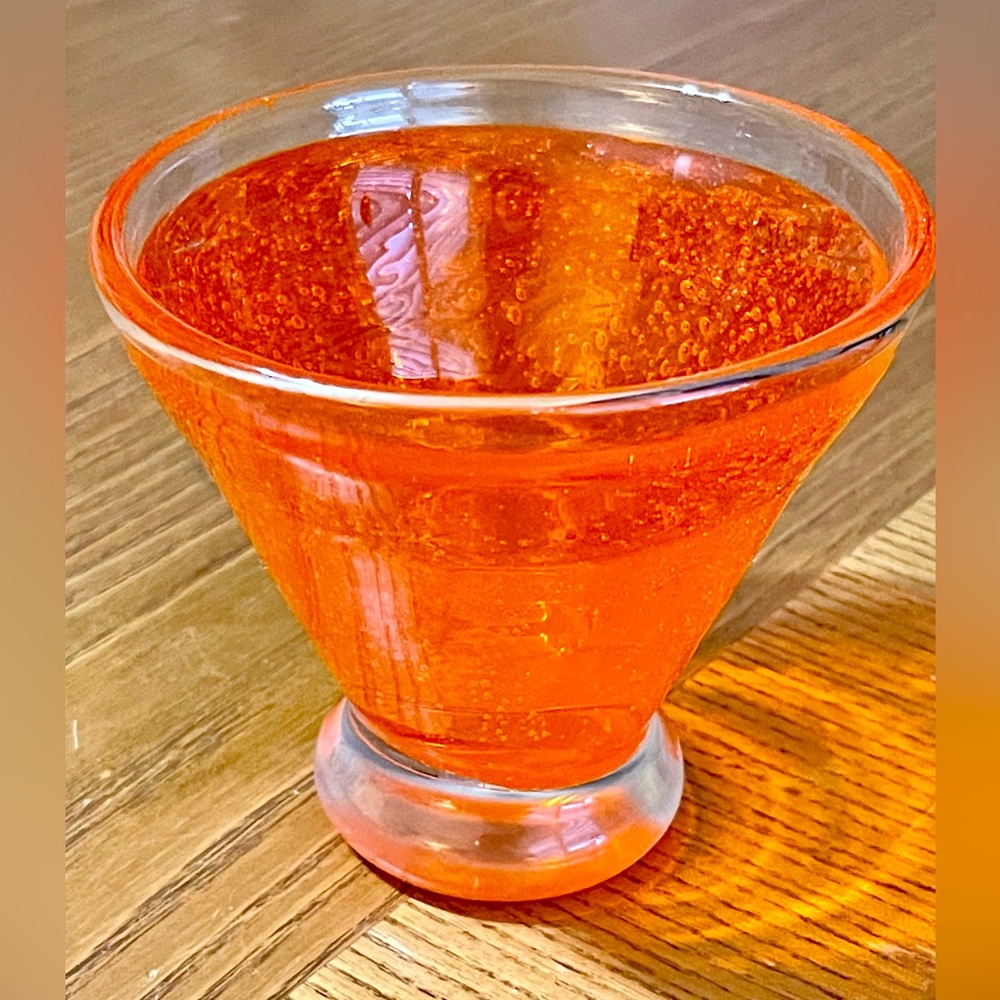 Elegant Orange Stemless Handblown Martini Glass - Cocktail Glass